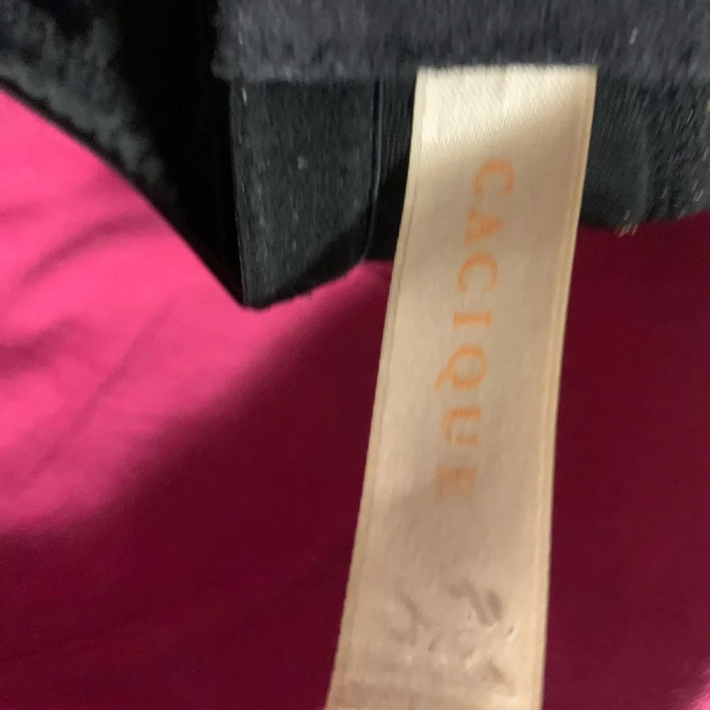 Cacique Black & Pink Lace Underwire Bra 42C • Lined Cups - Picture 6 of 6